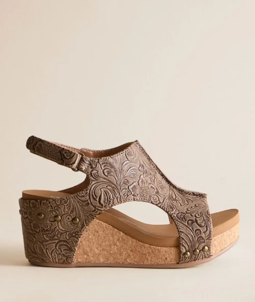 VERY G Isabella Tooled Wedge Sandal - Nude Size 11 Box Included
